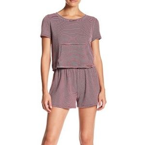 Hiatus Striped Romper With Kangaroo Pocket